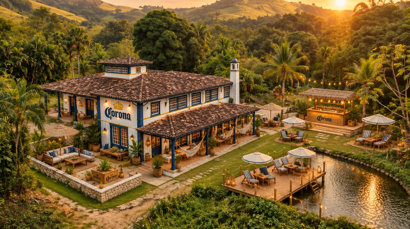 Casa com lago e deck